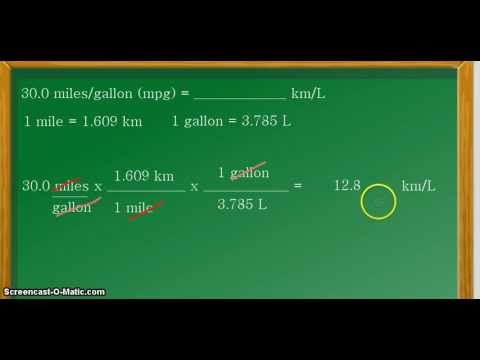 mile to gallon to kilometers per liter