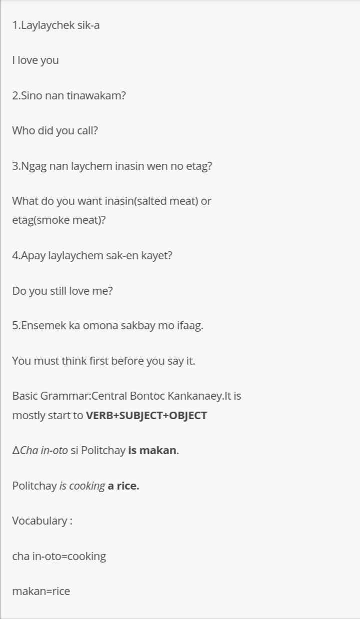 igorot words translation