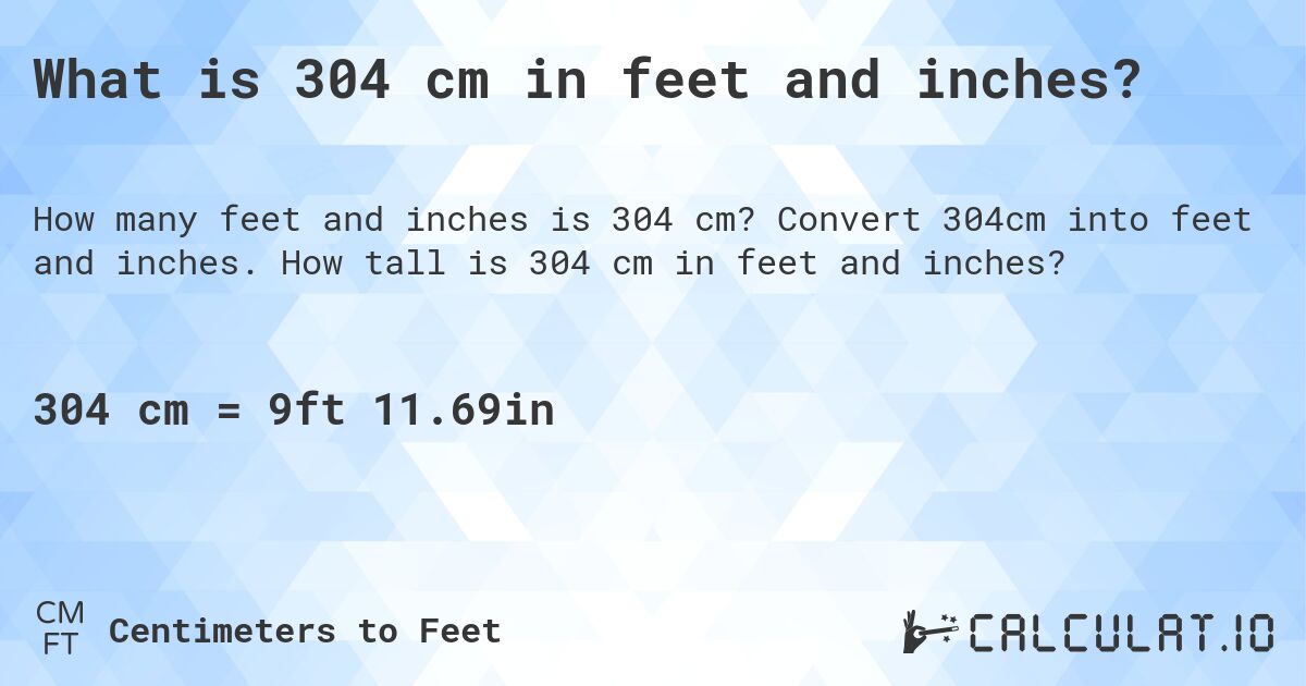 304cm in feet