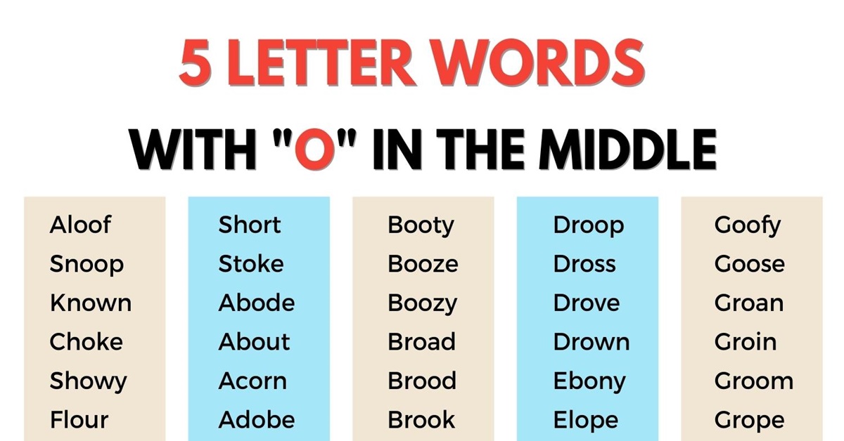 5 letter words middle o