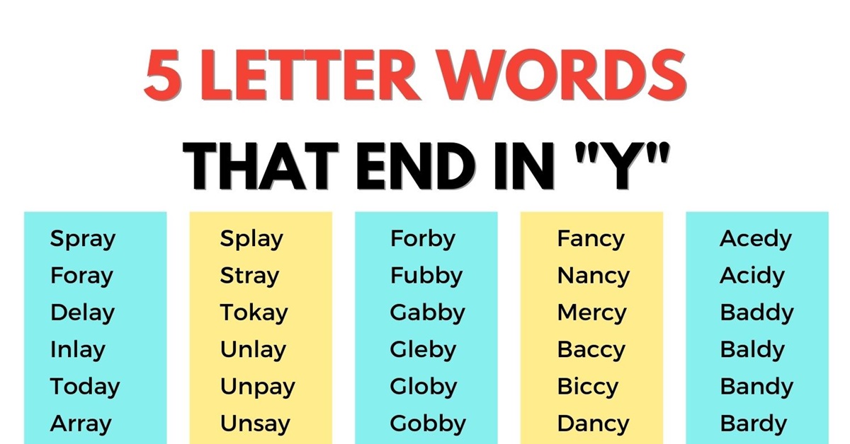 5 letter words that end in t y