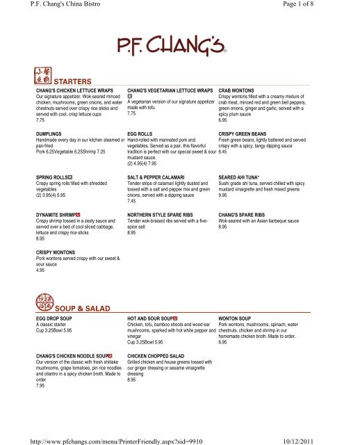 pf changs menu