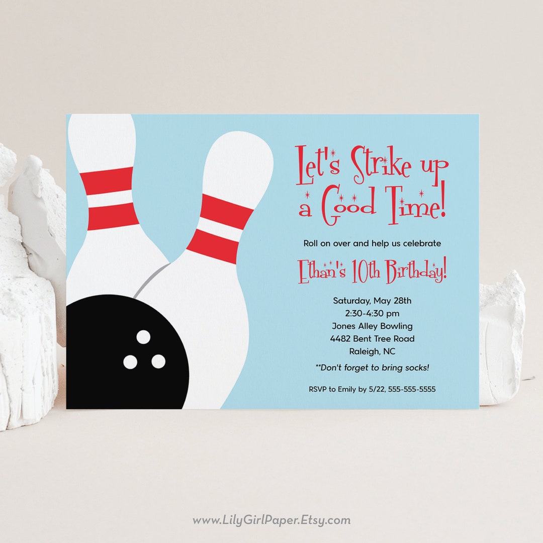 bowling birthday invitation