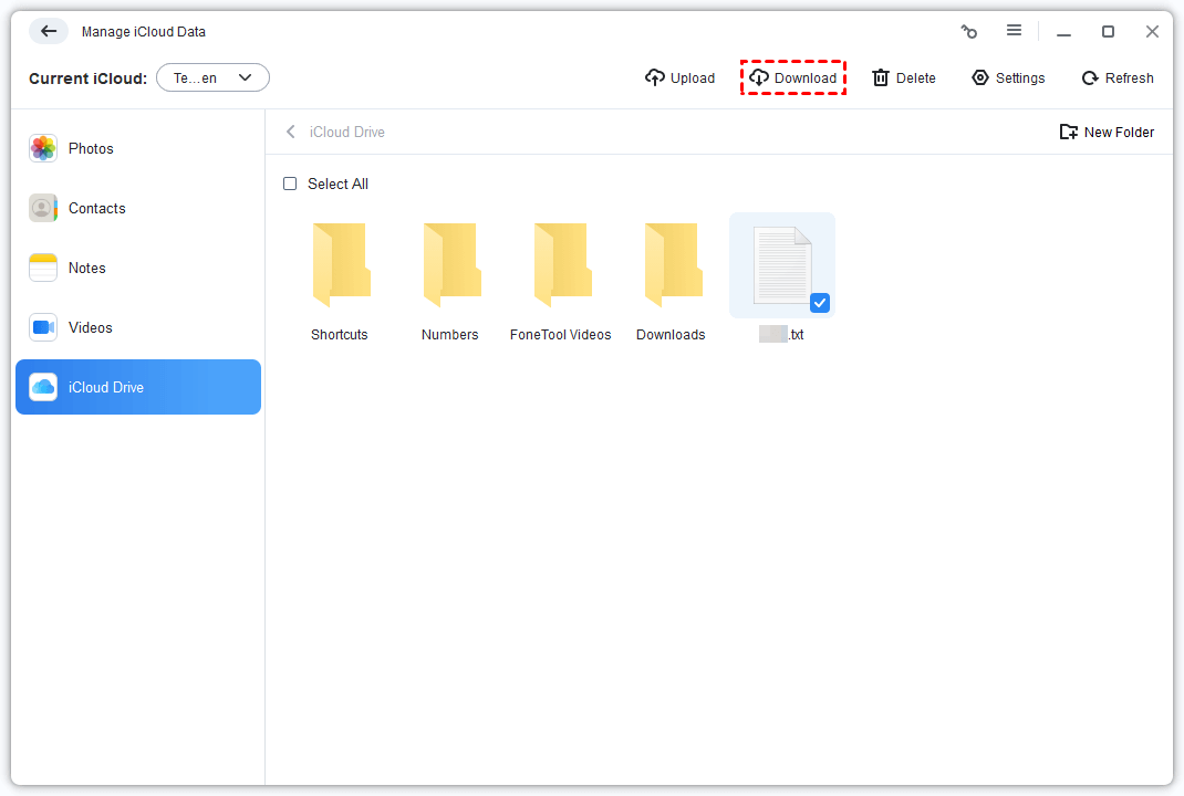 icloud download folder