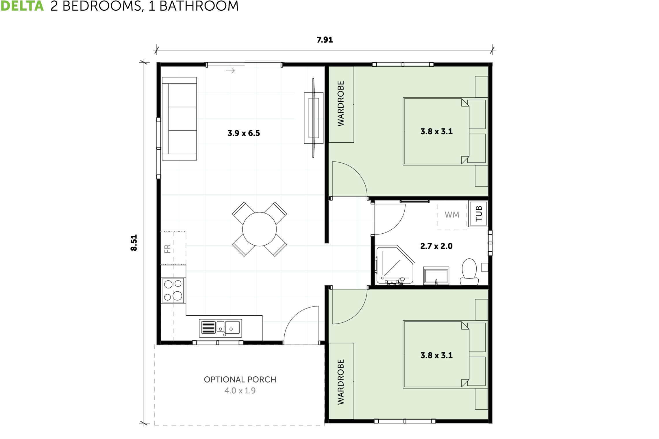 2 bedroom 2 bathroom granny flat floor plans