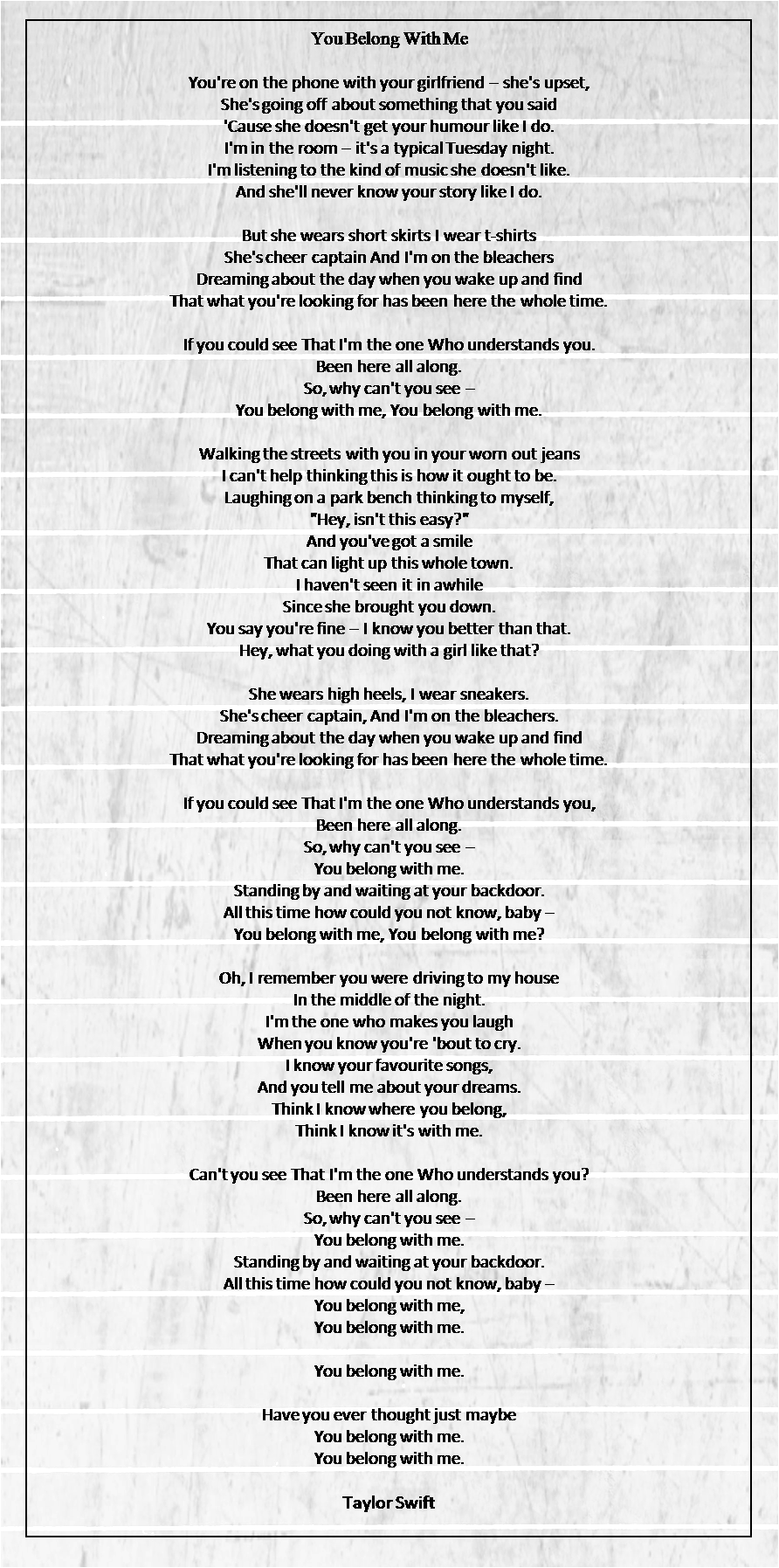 you you belong with me lyrics