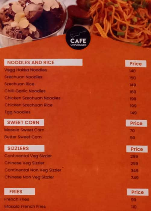 cafe unplugged menu