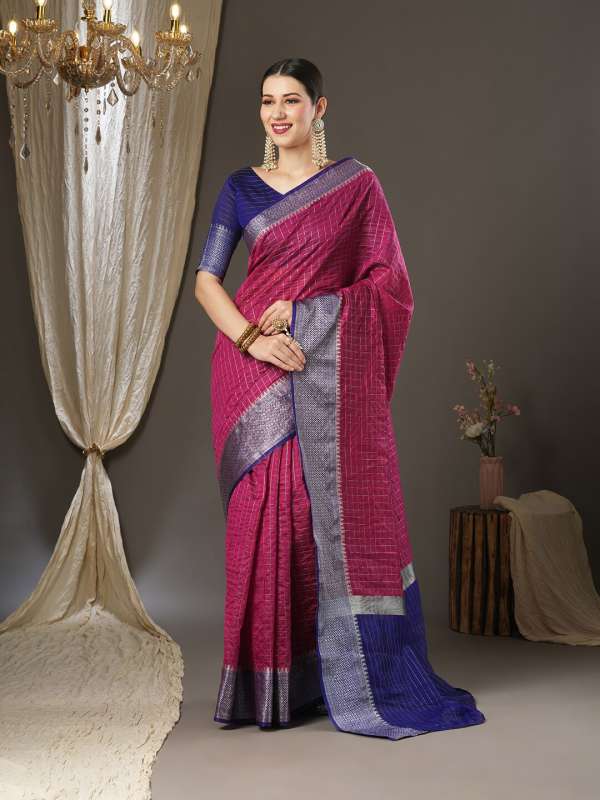 checked sarees online