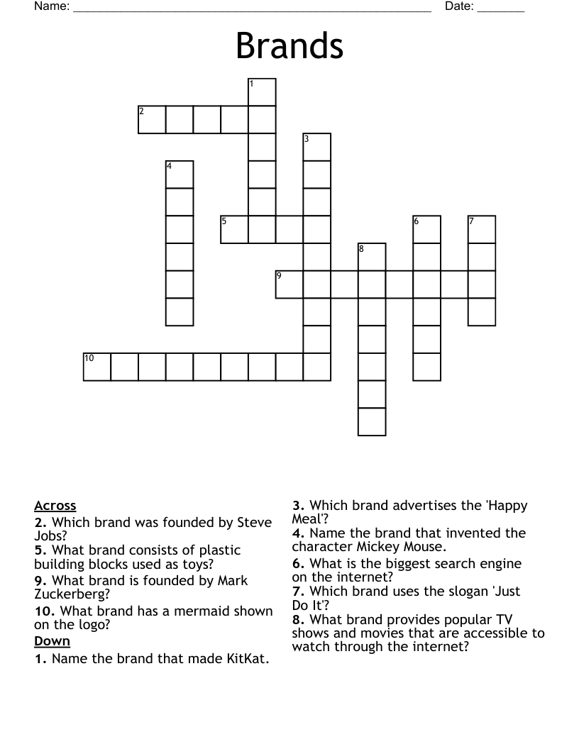 brand names crossword