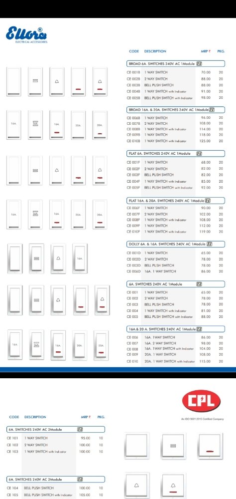 cpl switches price list