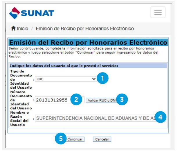 recibo por honorarios sunat