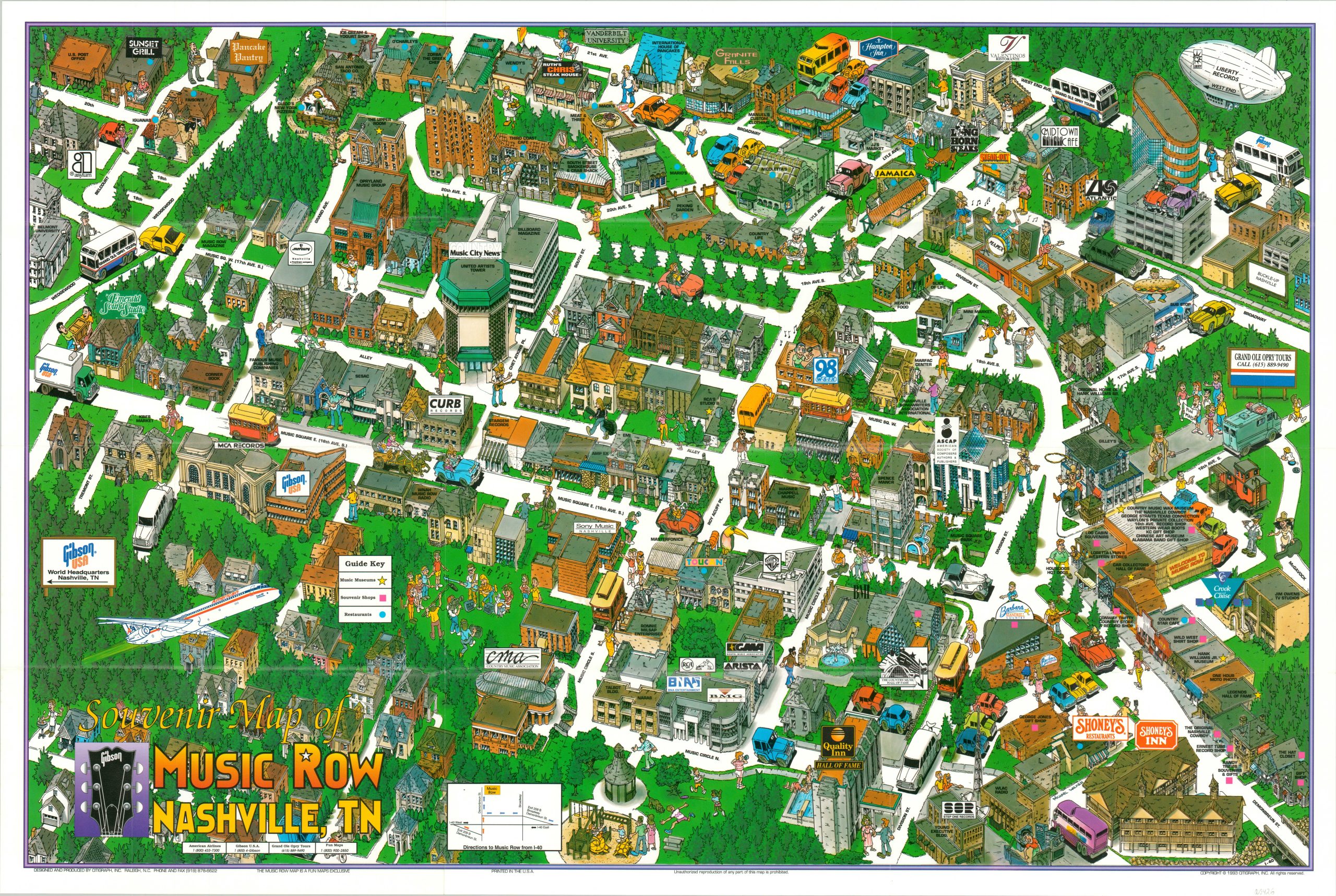 map of downtown nashville music row