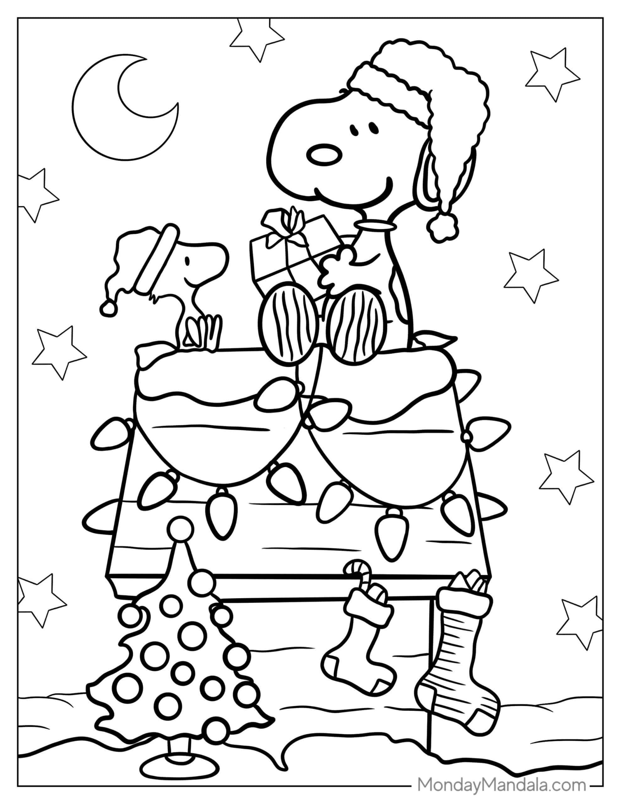 snoopy christmas pictures to color