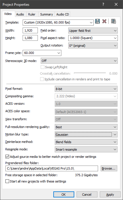 sony vegas 15 render settings