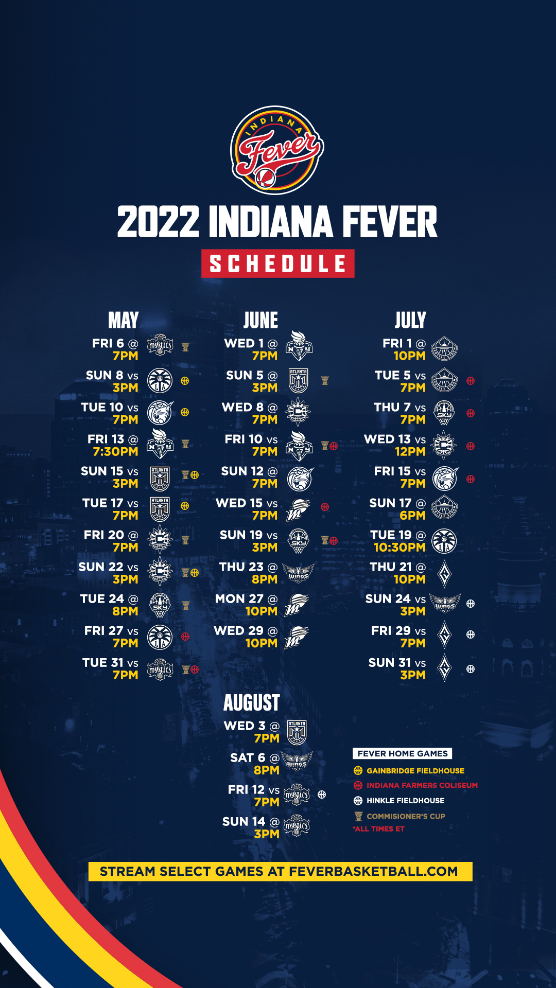 indiana fever basketball schedule