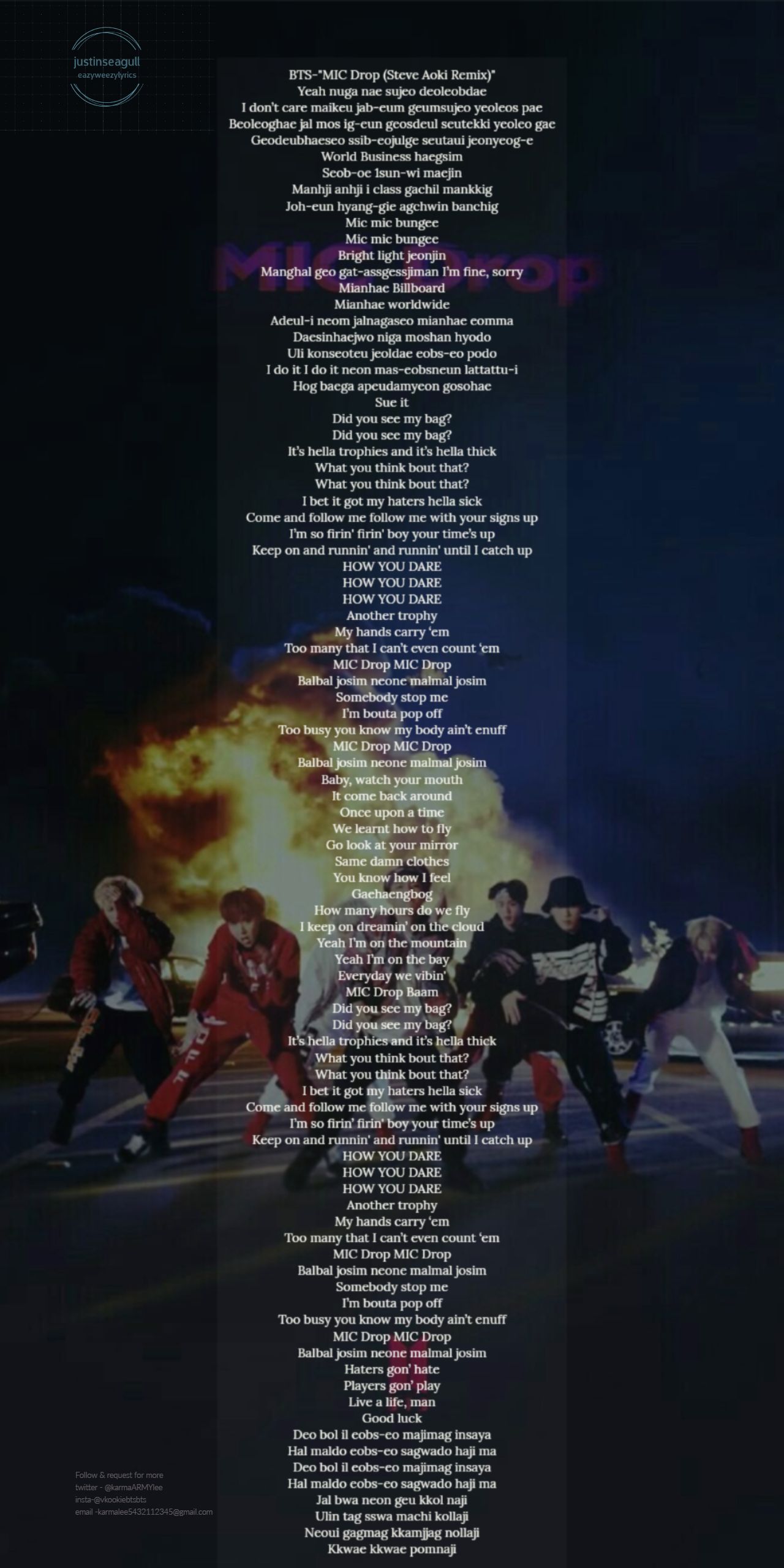 bts lyrics mic drop