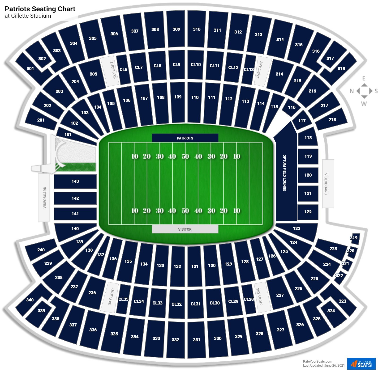 gillette stadium map