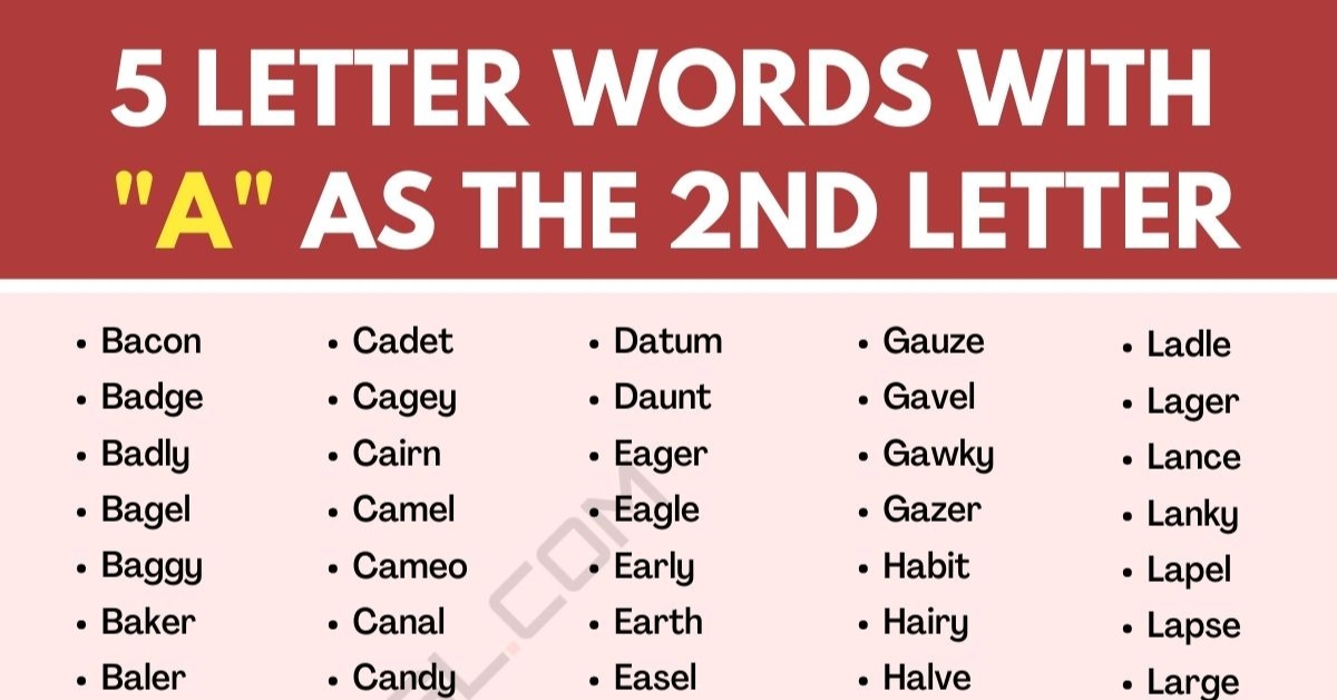 5 letter words with 2nd letter a