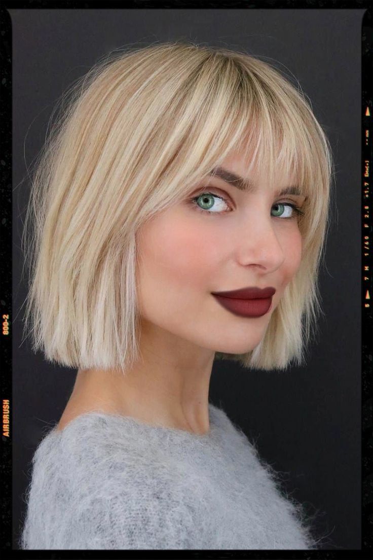 blonde bob haircut with bangs