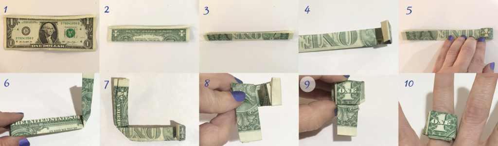 one dollar ring origami