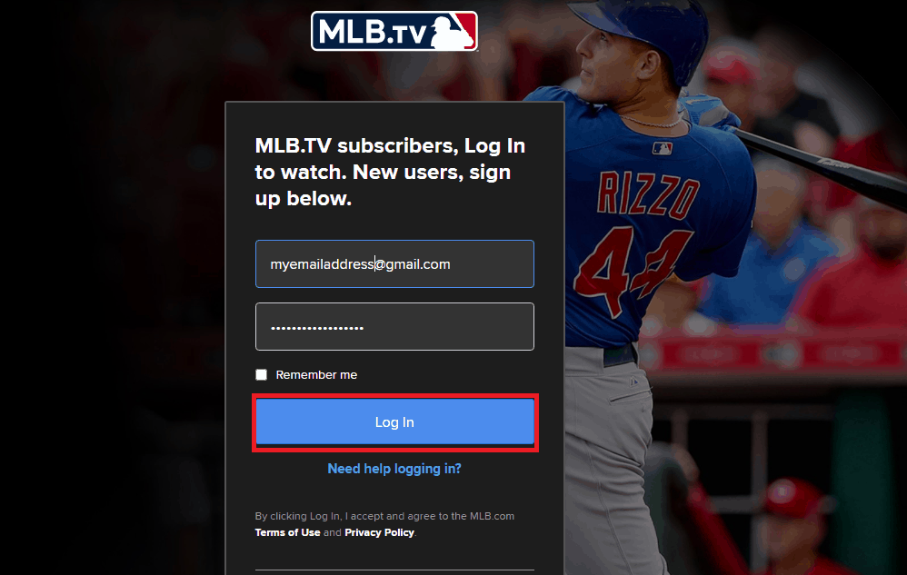 mlb tv login