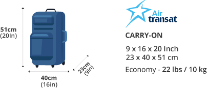 air transat carry on luggage size