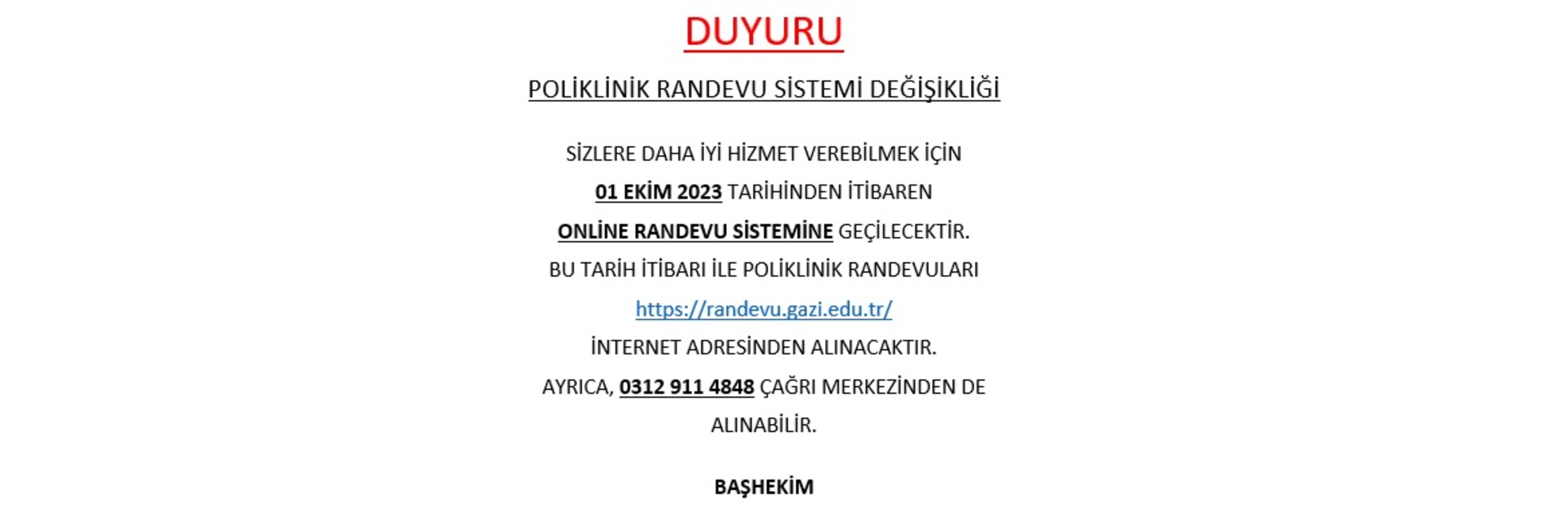 gazi çayyolu randevu