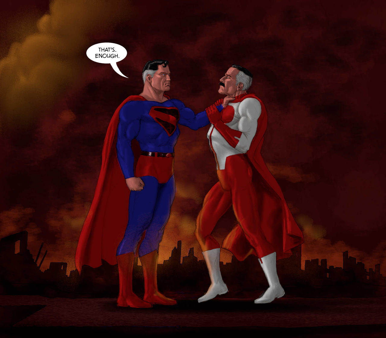 who wins superman or omni man