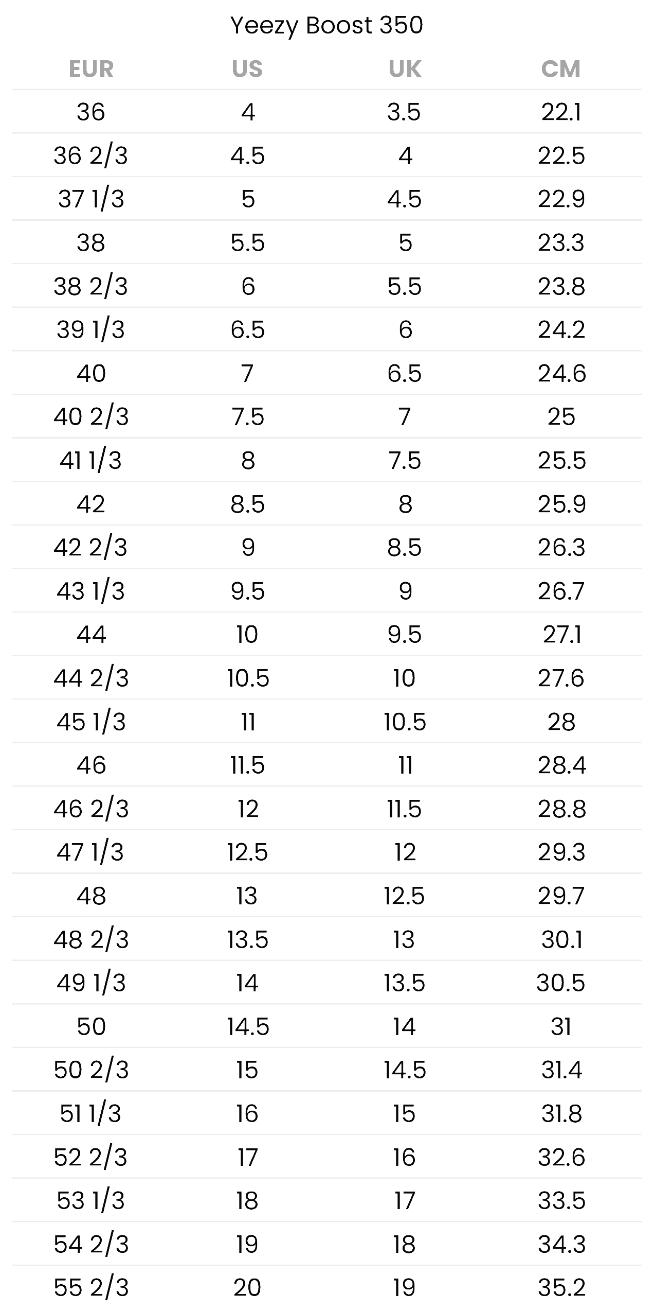 yeezy boost 350 sizing