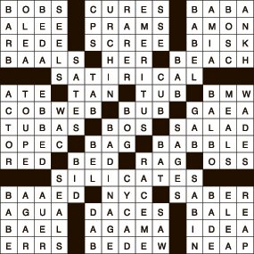 satirical crossword clue 6 letters