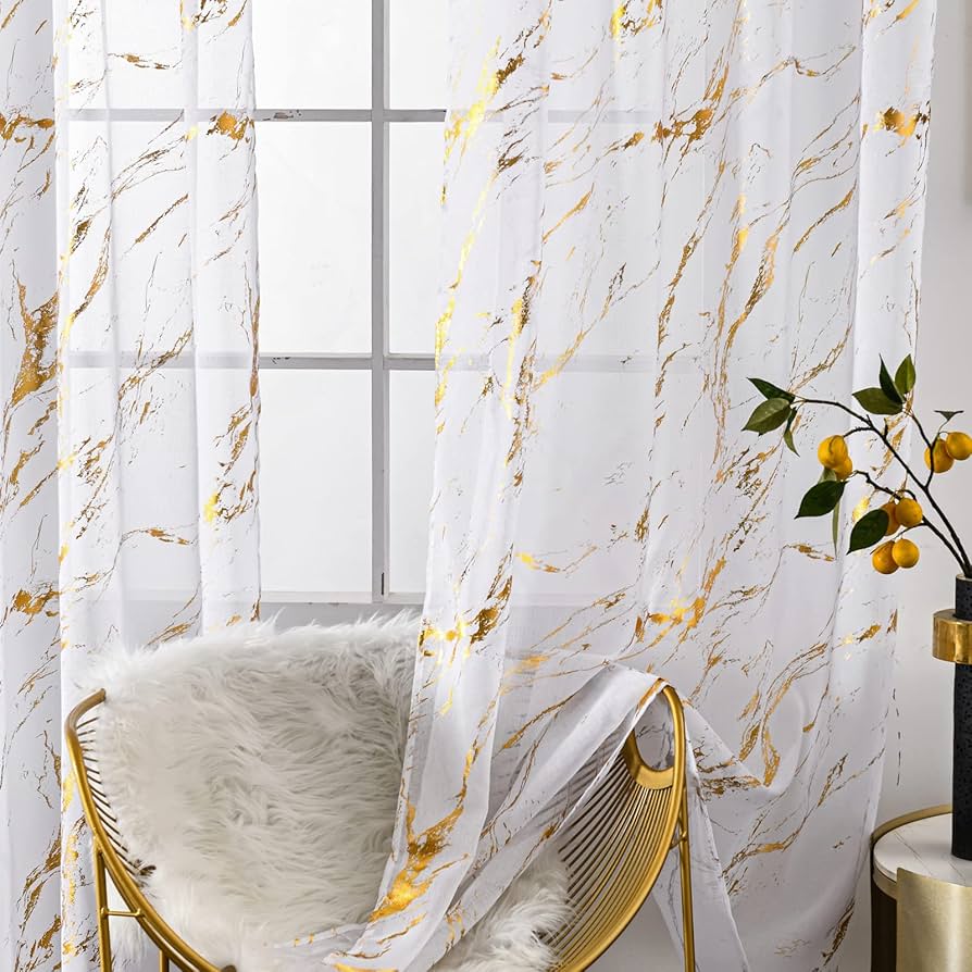 white and gold curtains