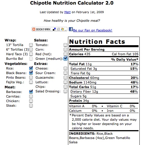 chipotle chicken nutrition