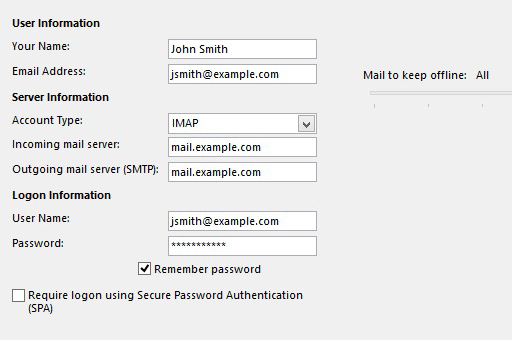 bluehost imap settings for outlook