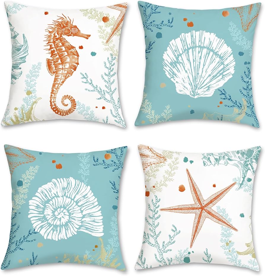 coastal pillow covers 18x18