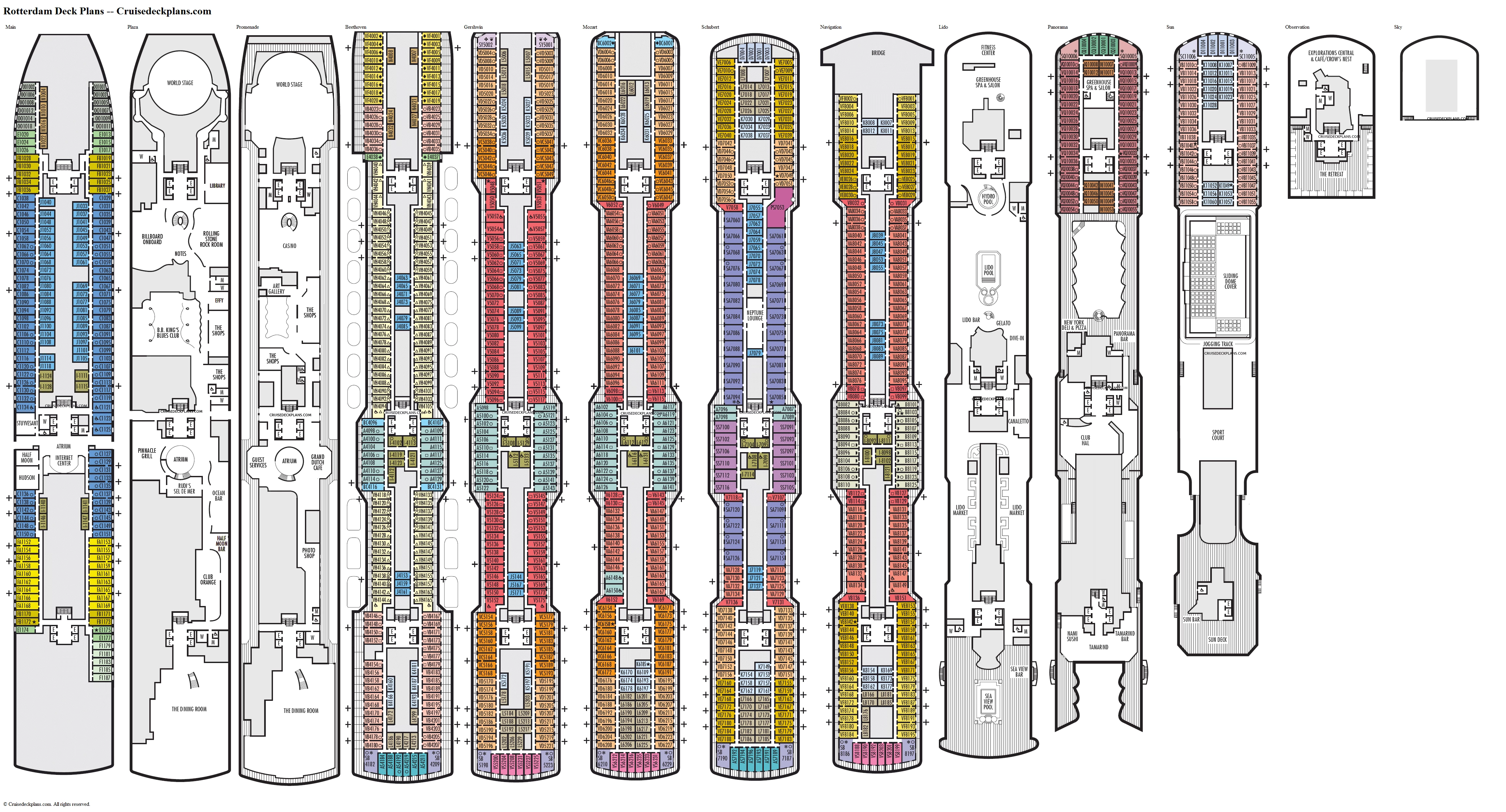 holland america deck plans