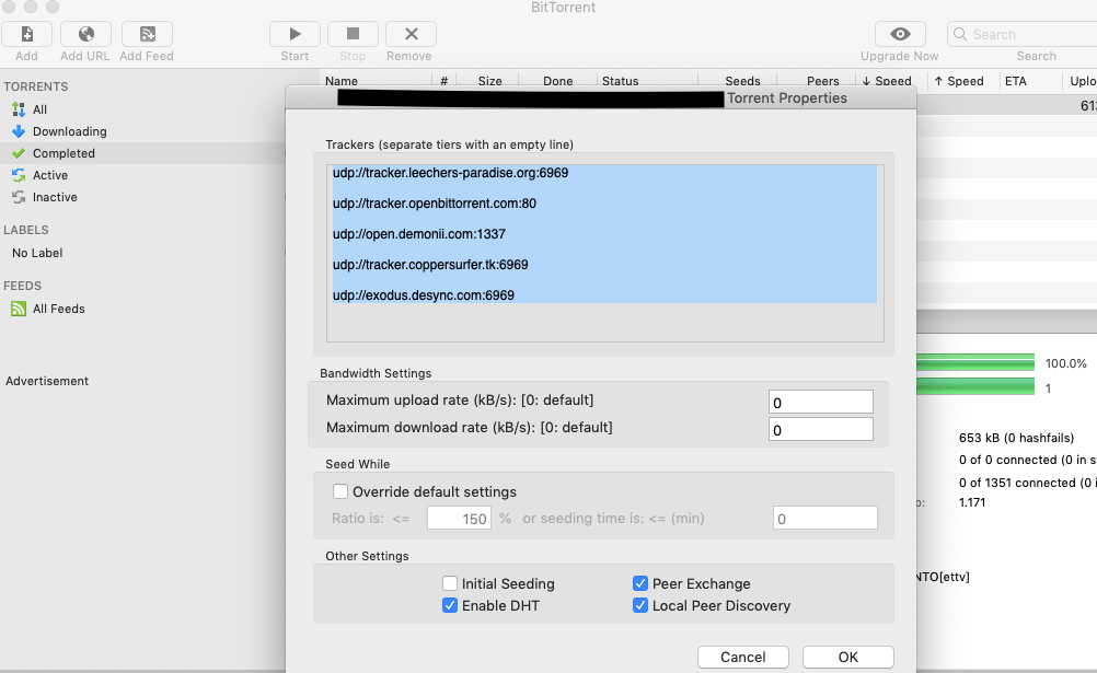 update torrent trackers