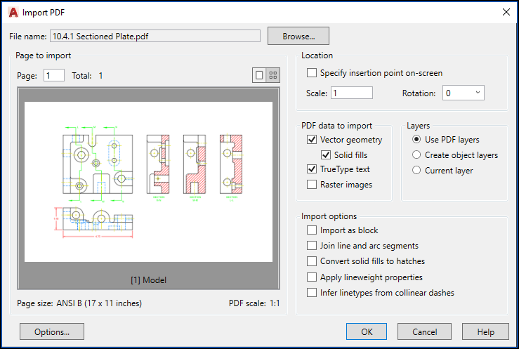 how to import pdf to autocad