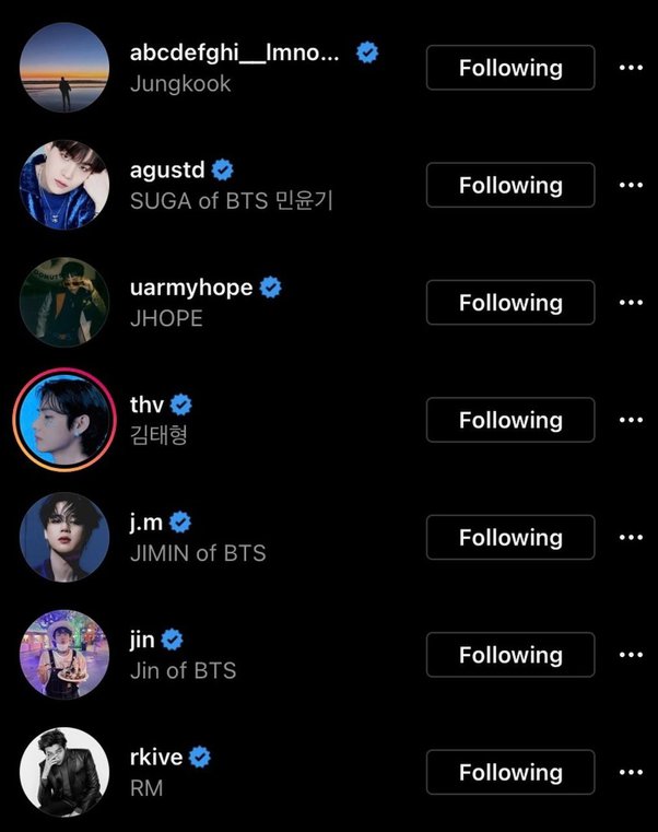 bts individual instagram accounts