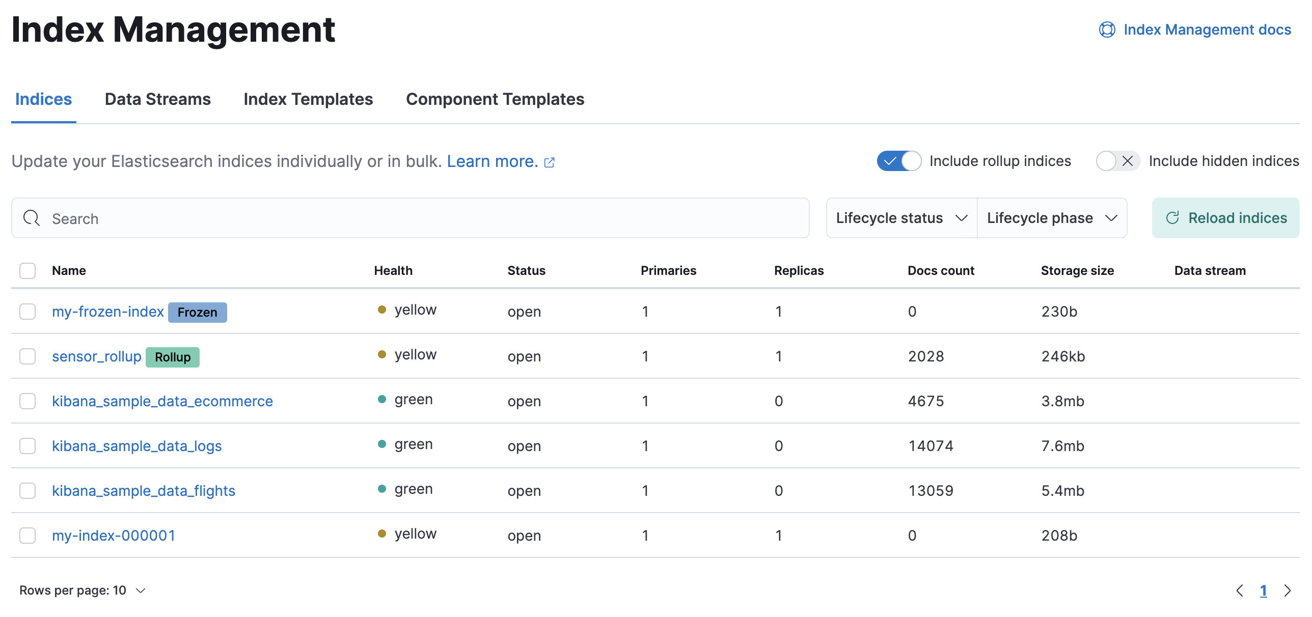 elasticsearch get index names