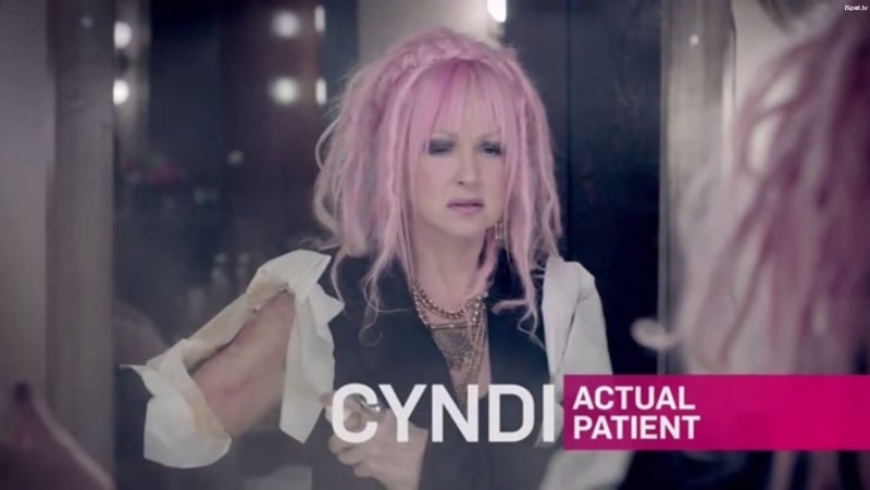 cyndi lauper in psoriasis commercial