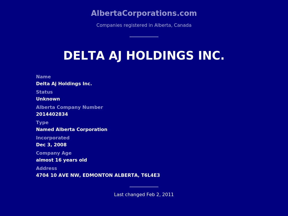 delta aj holdings inc