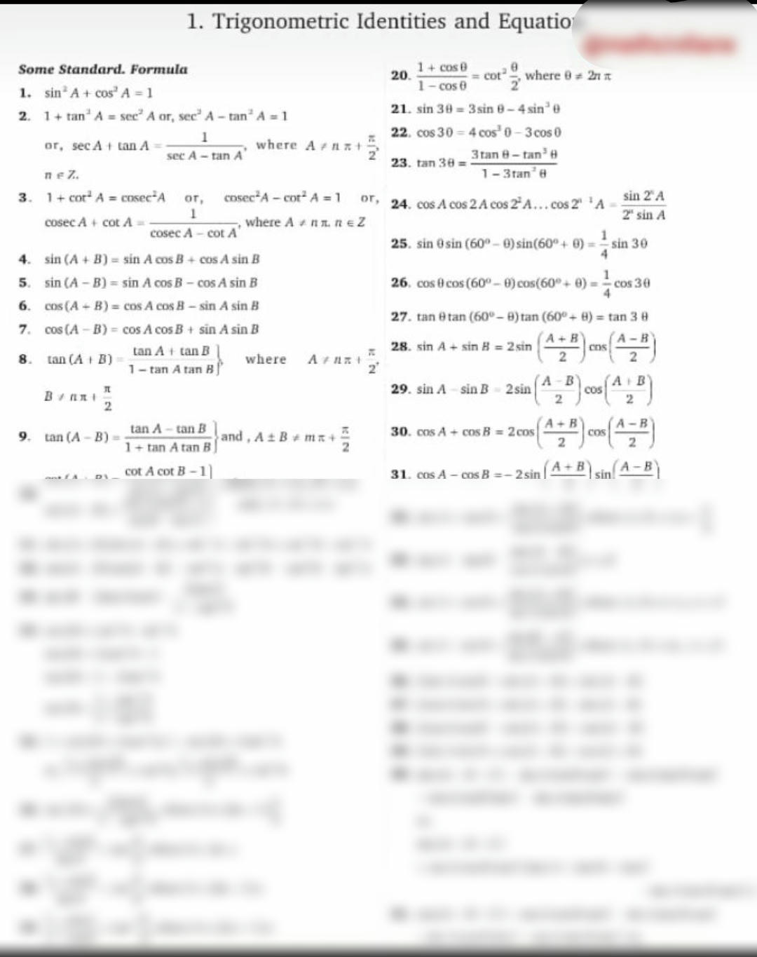 all trigonometric formulas for jee