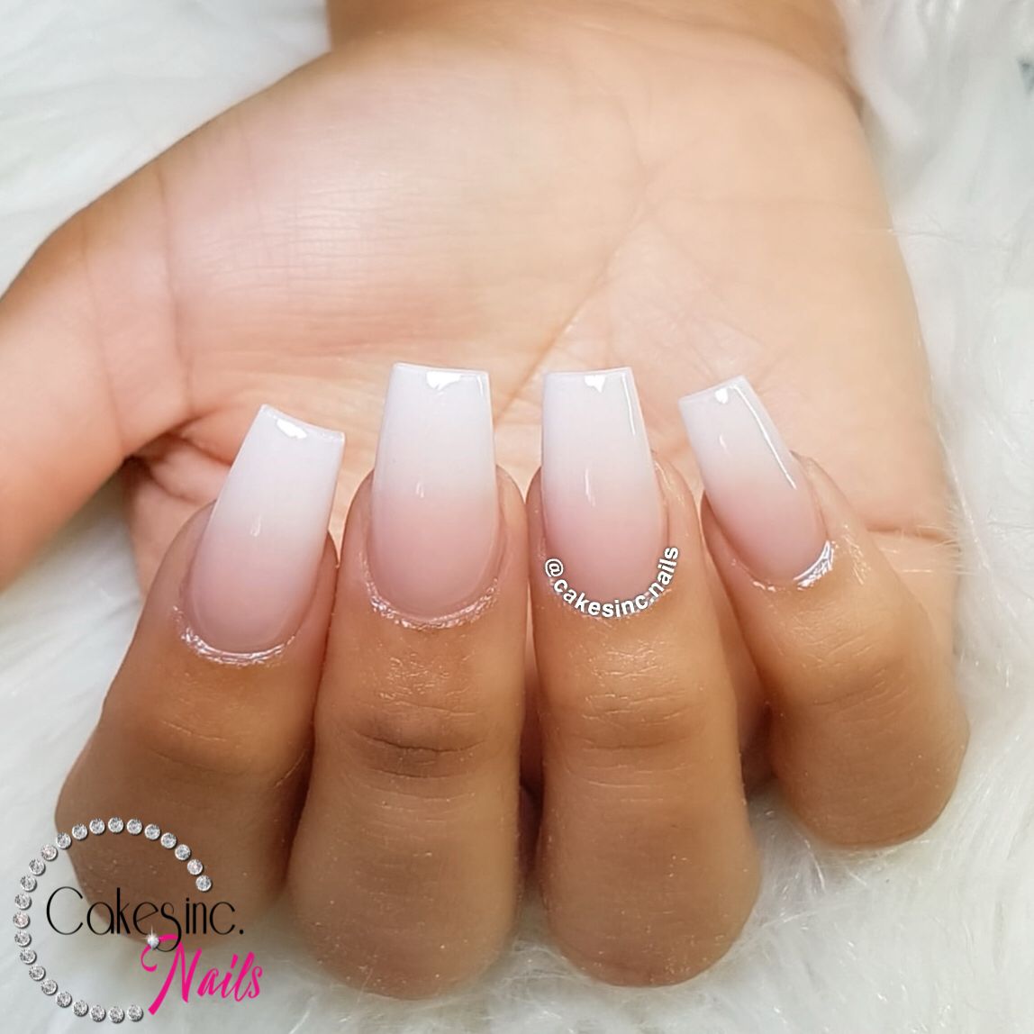 pink and white acrylic nails