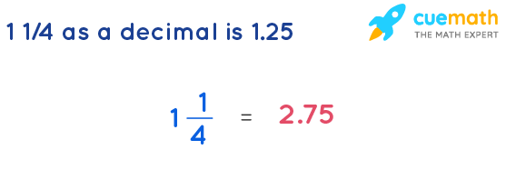 what is 1 1/4 in decimal form