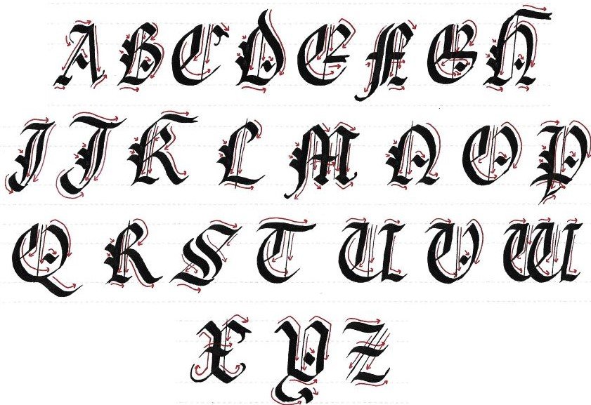 gothic calligraphy alphabet