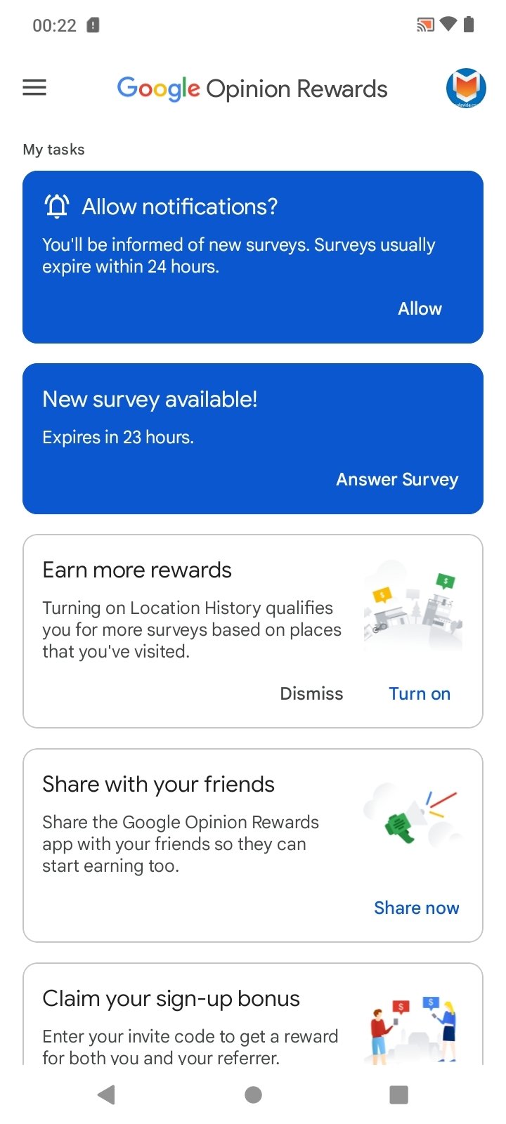 google opinion rewards