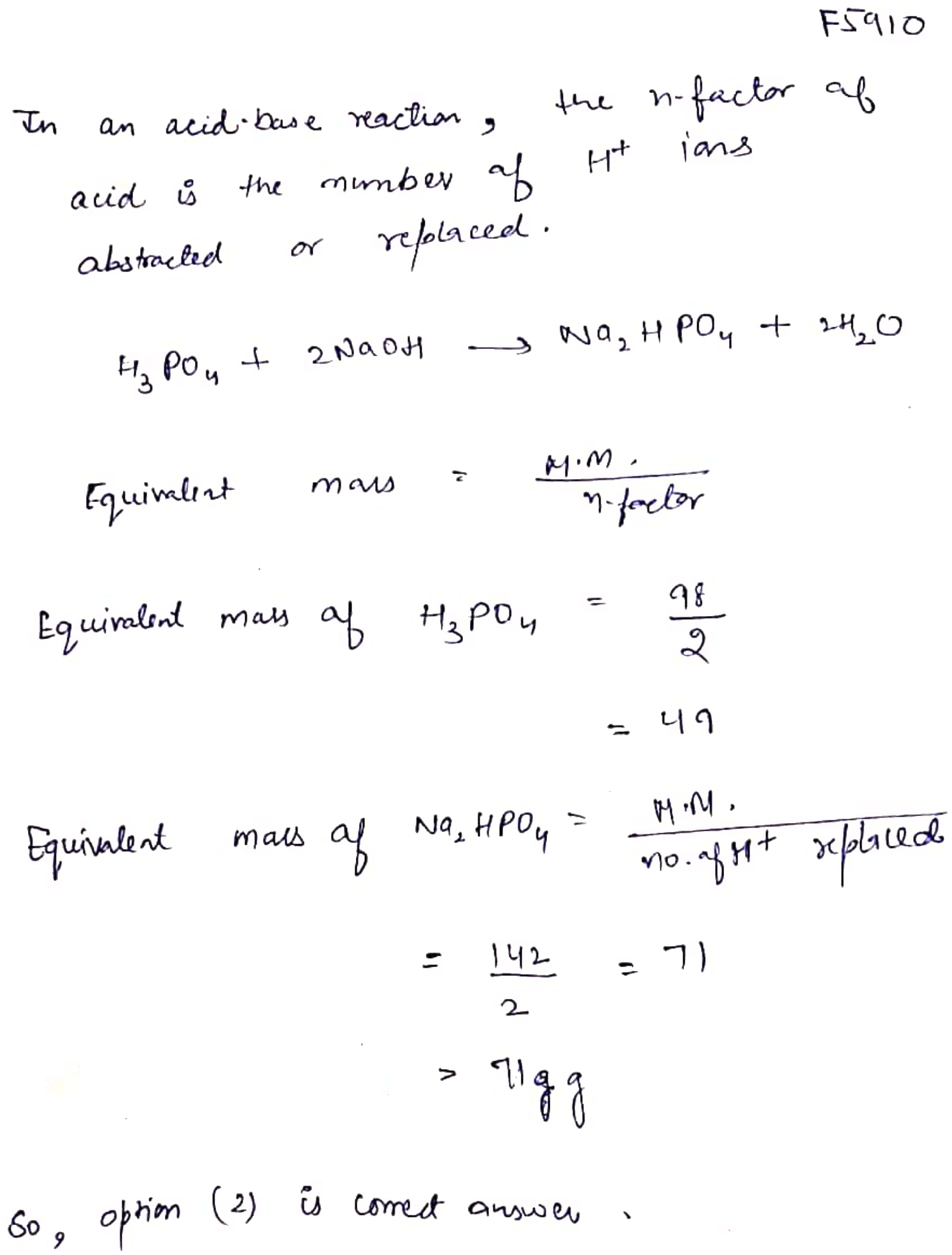 equivalent weight of phosphoric acid