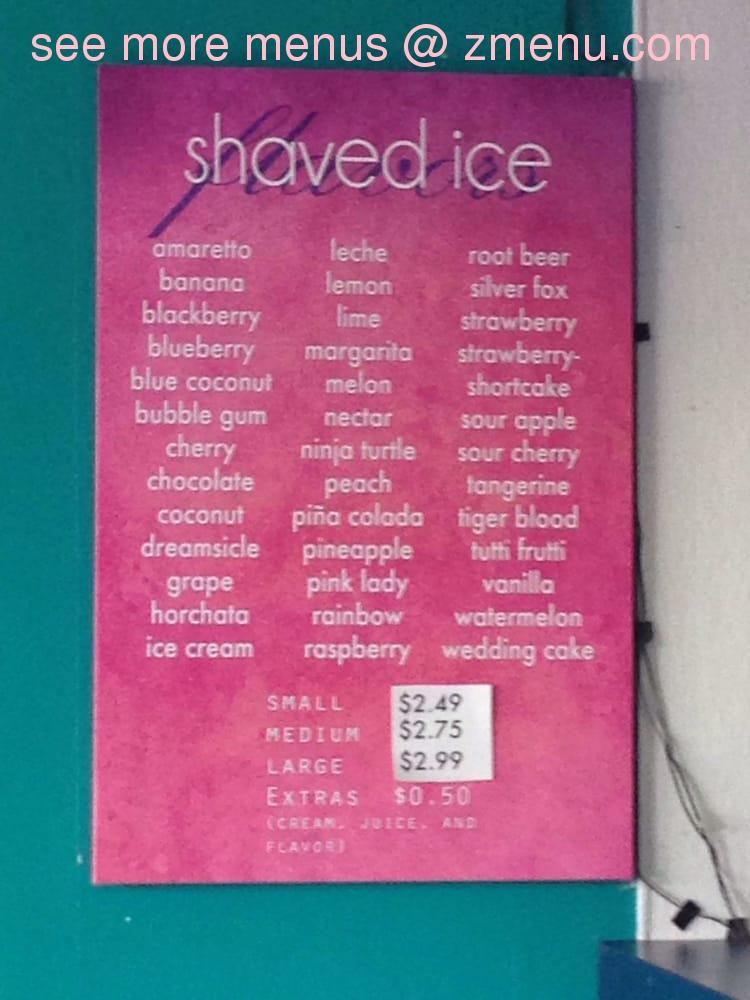 tc shaved ice menu