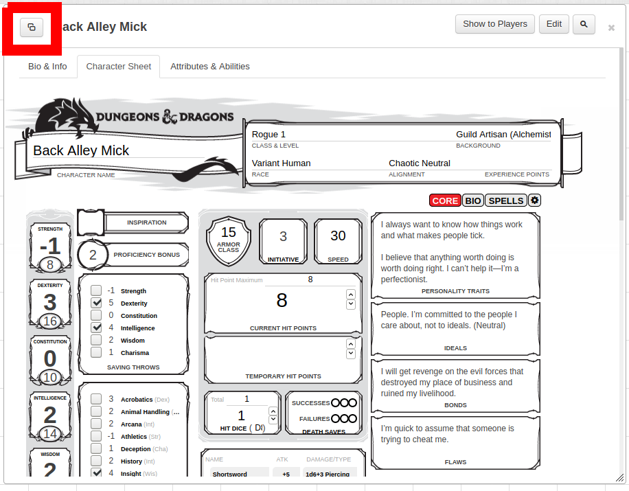 roll20 character sheet