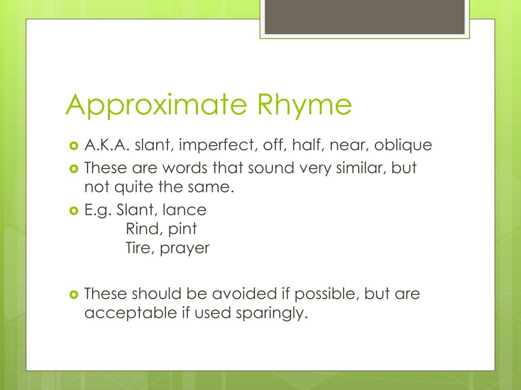 approximate rhyme definition